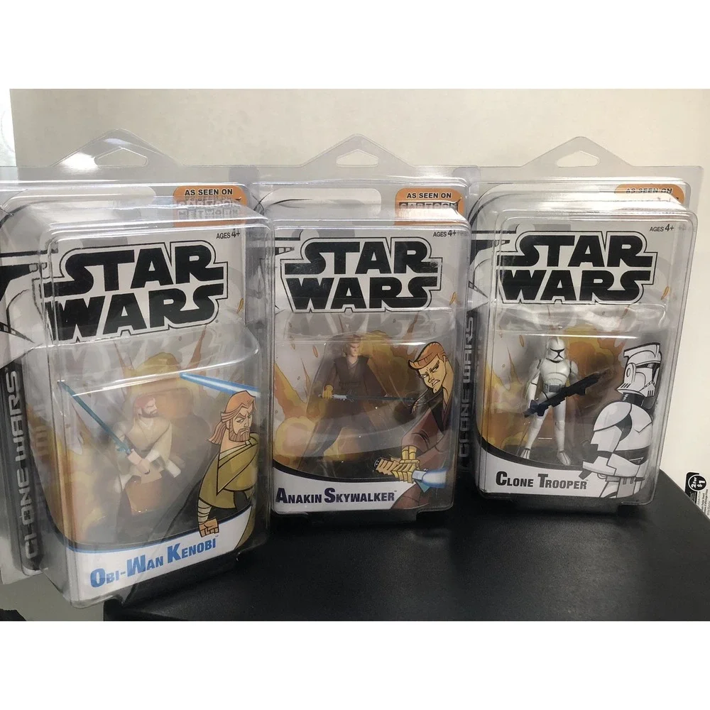 Star Wars Clone Wars Cartoon Network 3 Figure Set Anakin Obi-Wan Trooper
